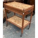 A hostess trolley with tiled top and undershelf, 60cmW