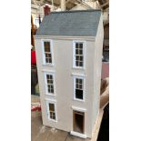 A tall dolls town house, five rooms, with 'slate' roof, 43x32x95cmH