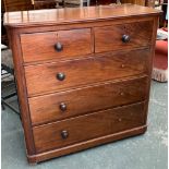 A Victorian mahogany chest of two short over three long drawers, 120x51x120cmH
