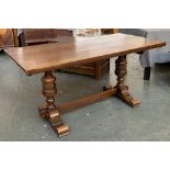 An oak refectory style table, 152x75x74cmH