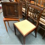 A Georgian style occasional chair, a small oak corner cupboard and small oak occasional table (3)