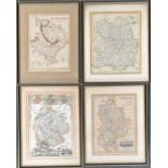 A set of four 19th century maps, Huntingdonshire, Shropshire, Bedfordshire and Herefordshire, each