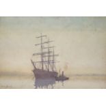 Hely Augustus Morton Smith RBA, RBC (1862-1941) A whaler and tug, signed watercolour and pencil 22.5