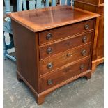 A small 19th century chest of four long drawers, on bracket feet, 68x51x69cmH