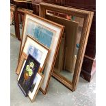 A large mixed lot of pictures and prints, to include a still life; together with a large wall