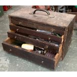 A vintage set of drawers containing various metalworking tools, 42cmW