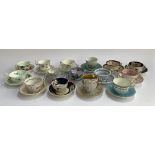 A collection of teacups and saucers, to include 'Aynsley', 'Colclough', 'Grainger, Lee & Co.', '
