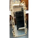 A pierced gilt framed long mirror, 199cmH