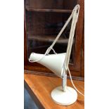 A Herbert Terry white anglepoise lamp, on circular base (in need of slight repair)