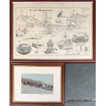 Local Interest, a framed 'Dorset Shipwrecks' poster, 44x62cm; together with a black and white
