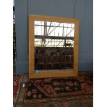 A large oak framed mirror, 92x107cm
