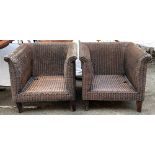 A pair of wicker patio chairs, 78cmW