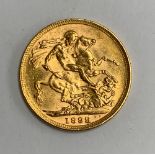 An 1899 gold sovereign