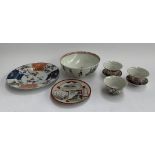 Various Chinese and Japanese ceramics to include an Imari plate, famille noire cups etc