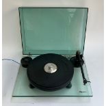 A Mitchell Mycro turntable in perspex case