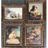 Four 'Les Editions Braun' framed prints on canvas, to include Vermeer, Gericault, G. Chambers and