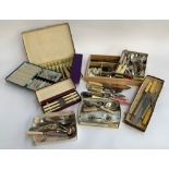 A mixed lot of cutlery, divided cutlery tray and plated wares etc