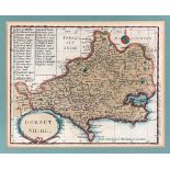 A late 18th century map of Dorsetshire, 12x15cm; together with a 19th century map of Devon from