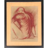 Pastel study of a male nude, 20th century, signed indistinctly lower left, 40x30cm