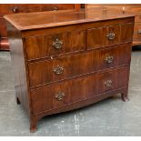 A small mahogany chest of two short over two long drawers, 92x46x78cmH