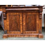 A Victorian mahogany sideboard, with cushion drawer over cupboard doors, on plinth base