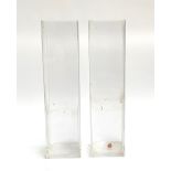 A pair of large square glass vases, each 55cmH