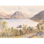 William Deas (1876-1959) Loch Maree and Slioch, signed, watercolour, 27 x 36cm
