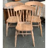Four modern beechwood kitchen chairs