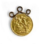 A gold sovereign, 1913, with soldered pendant loop
