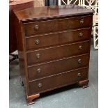 A chest of five long drawers on ogee bracket feet, 77x44x95cmH