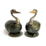 A pair of contemporary pelican figures, each 16.5cmH, marked DS