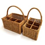 Two wicker wine baskets, one for six bottles, the other for three and provisions