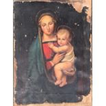 A 19th century oil on canvas, Mary and Jesus, 48x35.5cm