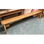 A rustic pine bench, approx. 205cmL, 21cmD, 43cmH