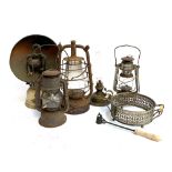 A mixed lot to include various vintage oil lamps, and a Veritas Bowl Heater