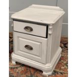 A grey painted bedside cabinet, 51x46x61cm