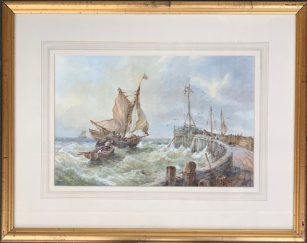 Maritime interest, Edward A. Swan (b.1935), fishing boats in a rough sea, monogrammed lower right,