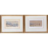 Two small 19th century watercolours of boats at sea, 6x12cm
