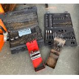 Various cased sets of drillbits