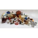 A very large collection of dolls house furniture and electrical fittings, to include grand piano,