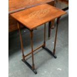 Mahogany and marquetry occasional table, on narrow turned supports, 49cmW