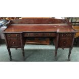 A late 19th/early 20th century sideboard, three quarter gallery, rope twist border, single drawer