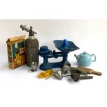 A lot of vintage kitchenalia to include Sparklets soda siphon, scales, Sawa 2000 etc