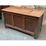 A 20th century oak three panel coffer, 91cmW