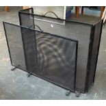 A three part folding fire screen, the main section 66x76x76cmH; together with one other, 92x61cm