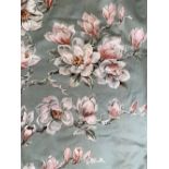 Two pairs of silk magnolia design curtains, the drop approx. 190cm, 140cm ungathered width; a