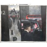 Oil on canvas, 'Two Way Mirror' London scenes, marked to reverse 'K.T. Cooper, RA Schools,