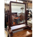 A Victorian mahogany adjustable dressing mirror, 60cmH; together with a small magazine rack and