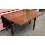 A George III large oak dropleaf dining table, on moulded square section legs, 138x51x73cmH, 153cmL