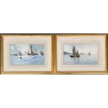 20th century British, two watercolours, one initialled R.P, depicting sailing boats on the South
